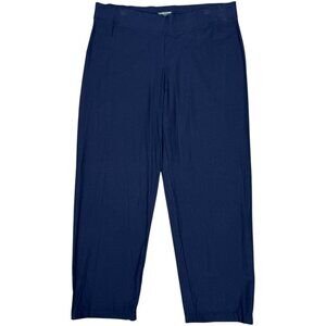 EUC Women's EILEEN FISHER Straight Leg Crepe Pull-On Pant Navy | Size PL
